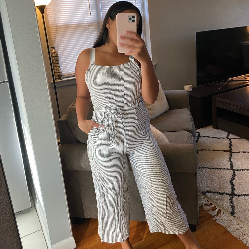 Black & White Striped Jumpsuit